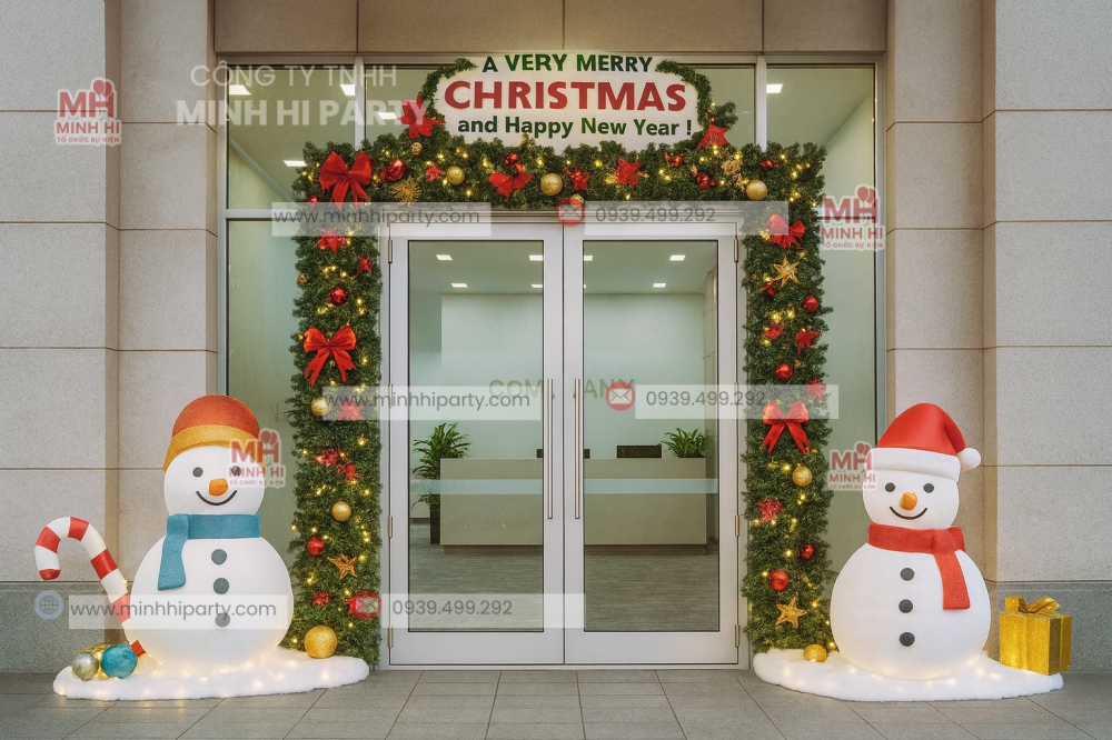 mau cong chao trang tri noel 2025 truoc van phong cong ty Mẫu cổng chào trang trí Noel 2025 trước văn phòng công ty