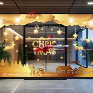 Thiết kế decal noel 2025 tone màu vàng gold sang trọng