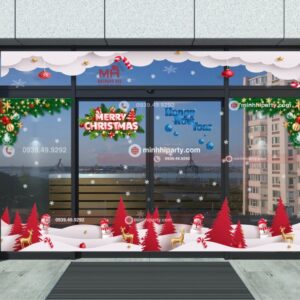 Mẫu decal trang trí noel 2025 phù hợp cho sảnh toà nhà chung cư