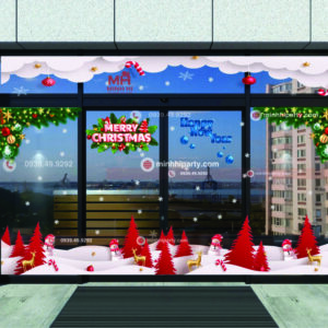 Thiết kế decal noel 2025 với chủ đề rừng thông đỏ