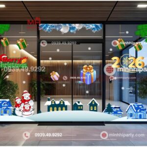 Decal noel cho văn phòng công ty - Ý tưởng trang trí Noel 2025 cho văn phòng công ty