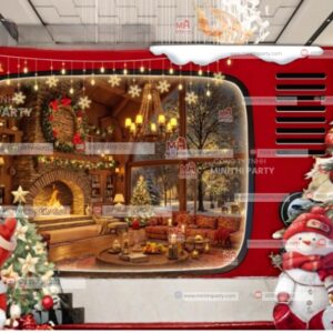 Mẫu backdrop trang trí giáng sinh phong cách Bắc Âu cho quán cafe