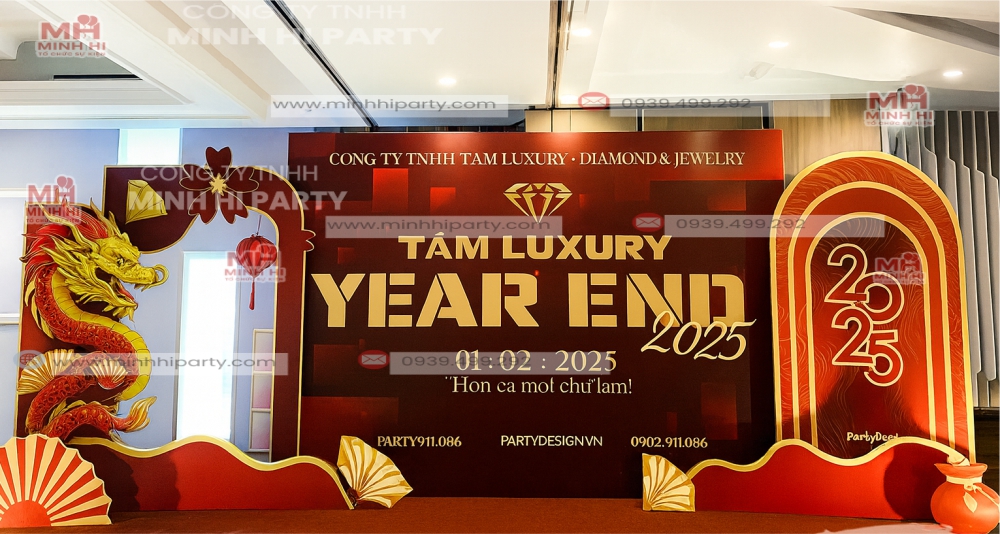 mau trang tri year end party 2025 cho tam Mẫu trang trí year end party cho Tâm Luxury
