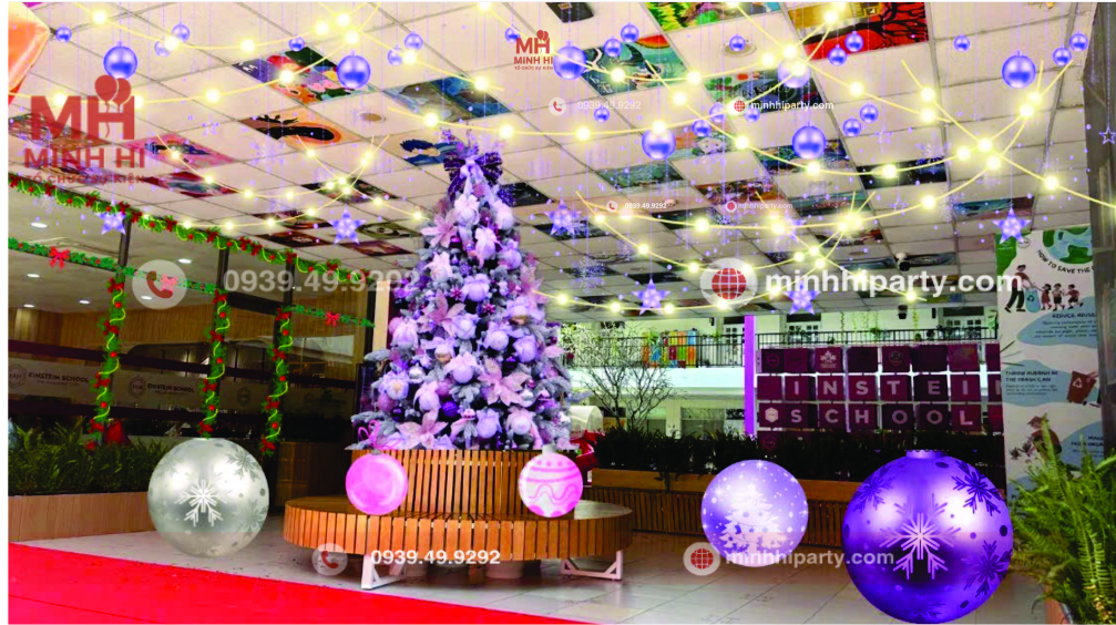 minh hi party thiet ke trang tri Noel ket hop anh sang led chu de mau sac theo yeu cau Mẫu thiết kế demo trang trí noel trước khi thi công do Minh Hi Party thực hiện
