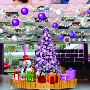 minh hi party trang tri Noel ket hop anh sang led chu de mau sac theo yeu cau Demo thiết kế trang trí Noel với ánh sáng LED do Minh Hi Party thực hiện
