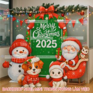 minhhiparty backdrop trang tri noel trong phong lam viec Backdrop trang trí Noel trong phòng làm việc
