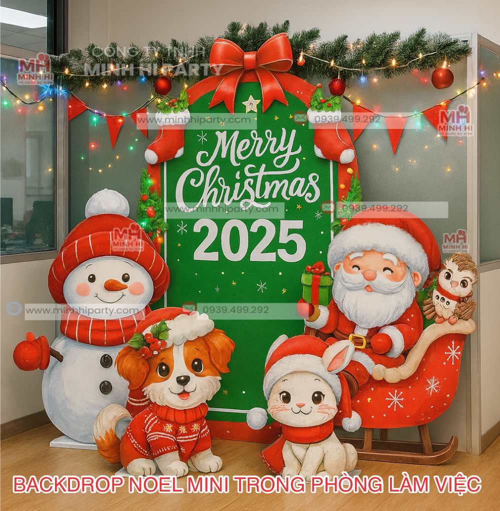 minhhiparty backdrop trang tri noel trong phong lam viec Backdrop trang trí Noel trong phòng làm việc