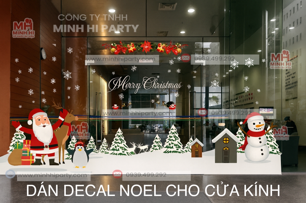 minhhiparty dan decal noel cho cua kinh Minh Hi Party dán decal Noel cho cửa kính