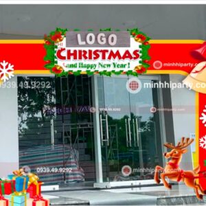 minhhiparty decor cong chao logo thuong hieu trang tri noel 2025 Cổng chào Noel 2025 do Minh Hi Party thiết kế - Ưu tiên nhận diện Logo thương hiệu khách hàng