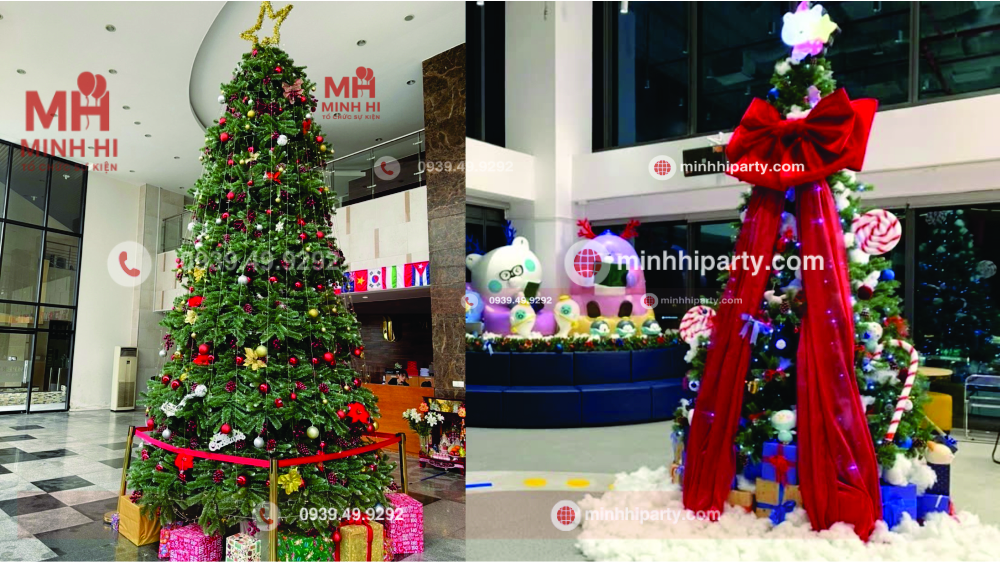 minhhiparty goi y trang tri cay thong noel 2025 Dịch vụ thi công trang trí cây thông Noel