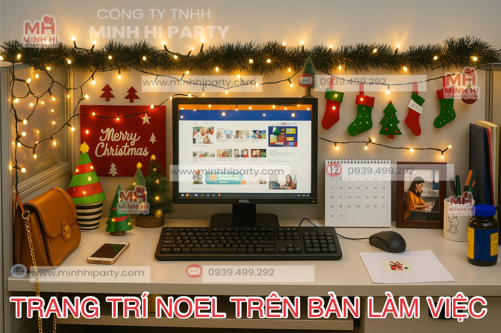 minhhiparty trang tri noel tren ban lam viec Gợi ý một số phụ kiện trang trí Noel trên bàn làm việc