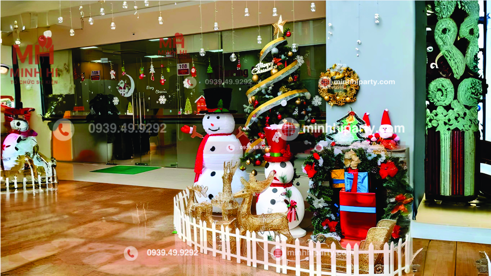 minhhiparty trang tri noel voi mo hinh Tiểu cảnh Noel với mô hình xốp