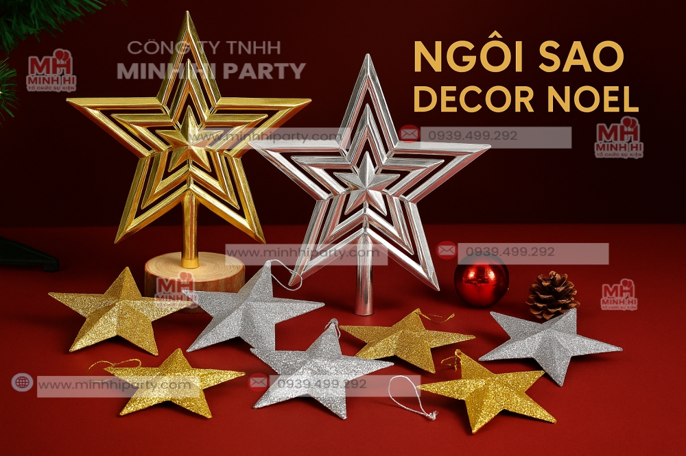 ngoi sao phu kien trang tri noel 2025 Ngôi sao đỉnh cây thông phụ kiện trang trí Noel 2025