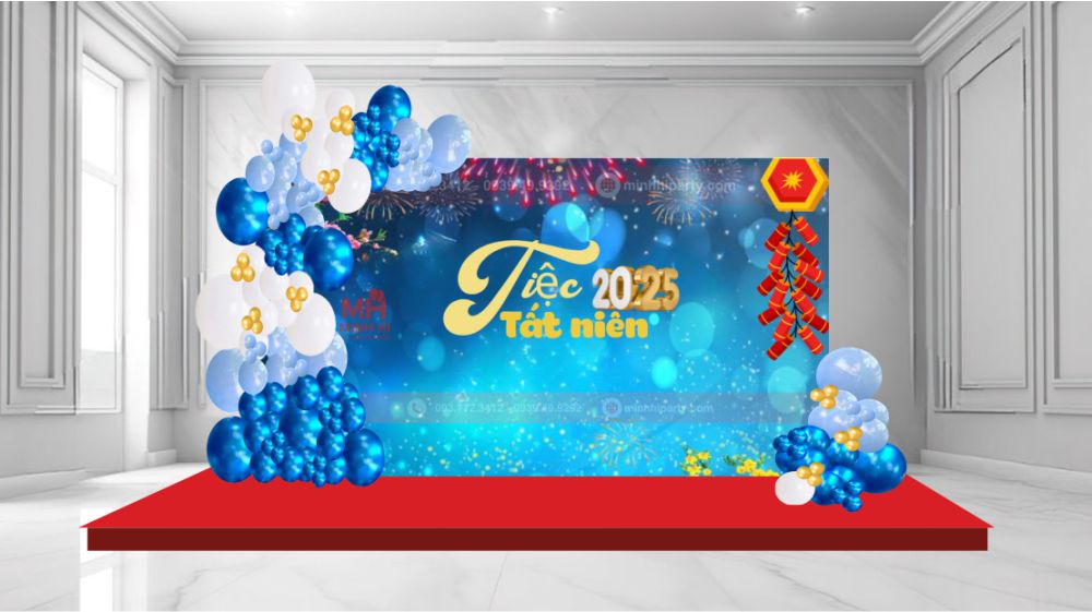 phong nen tat nien chu de tet truyen thong Trang trí phông nền tiệc tất niên chủ đề Tết Nguyên Đán – Đậm sắc xuân Việt