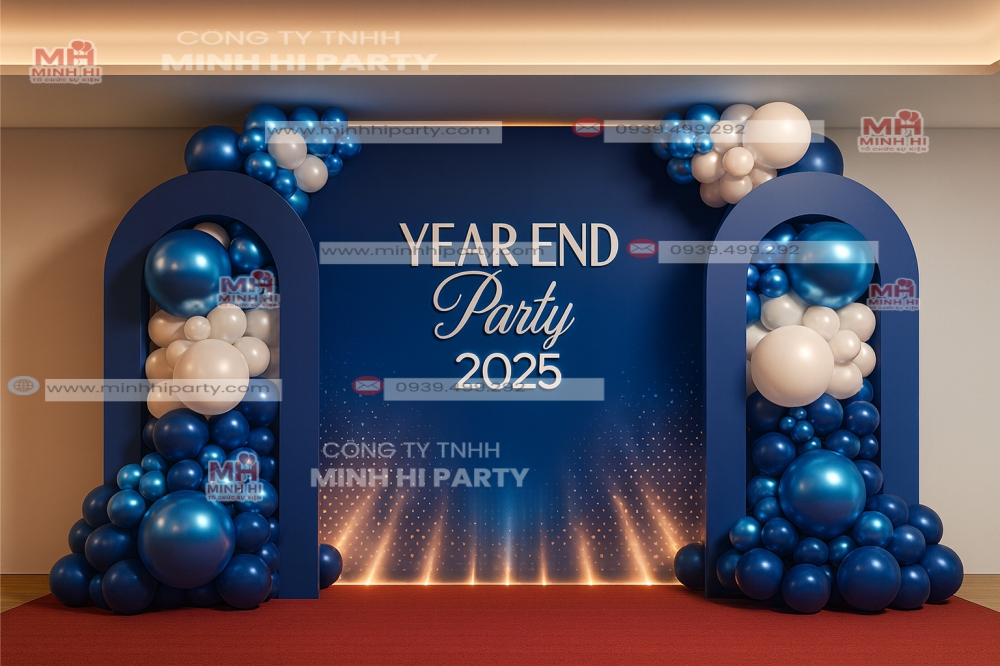 photobooth chup anh tat nien 2025 tone xanh duong sang trong Photobooth chụp ảnh sự kiện tất niên 2025 do Minh Hi Party gợi ý