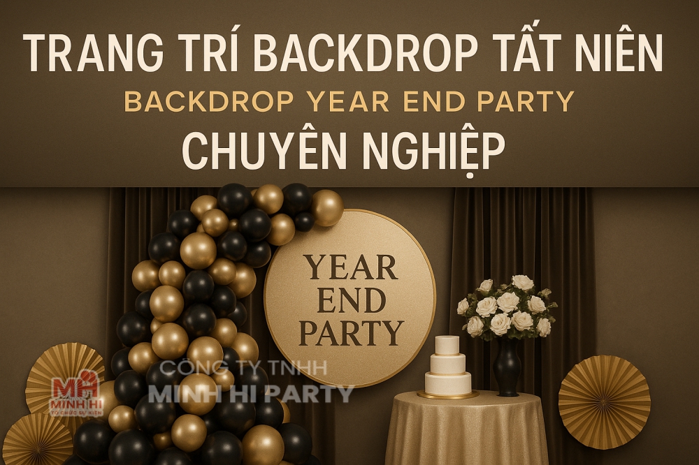 Trang trí backdrop tất niên - trang trí backdrop year end party chuyên nghiệp