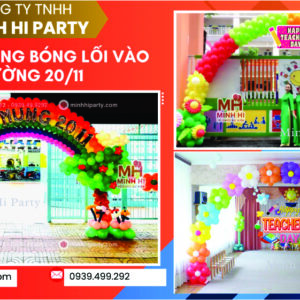 Trang trí bong bóng lối vào và sảnh trường 20-11