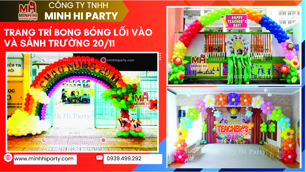 trang tri bong bong loi vao va sanh truong 20 11 Trang trí bong bóng lối vào và sảnh trường 20-11