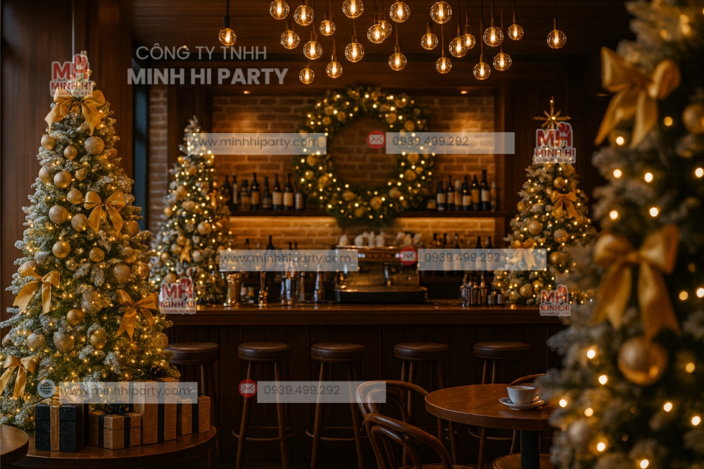 Trang trí noel 2025 cho quầy Bar nhà hàng