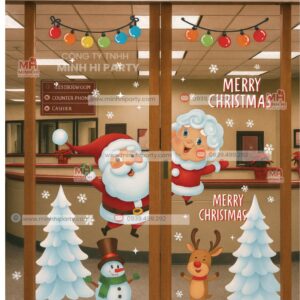 trang tri noel cua kinh phong lam viec Trang trí noel trên cửa kính văn phòng làm việc