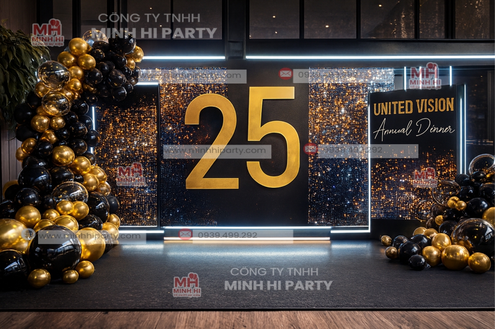 trang tri tat nien phong cach hien dai ket hop ky niem 25 nam Trang trí tất niên phong cách hiện đại kết hợp kỷ niệm 25 năm thành lập công ty