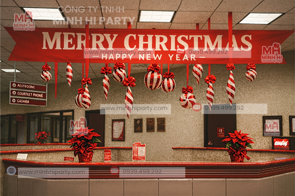 treo banner noel trang tri Treo banner Noel trang trí