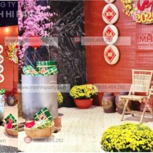Minh hi party su dung cac phu kien truyen thong de tai hien tieu canh tet xua tai chung cu Sử dụng các phụ kiện truyền thống để tái hiện lại không gian tết xưa