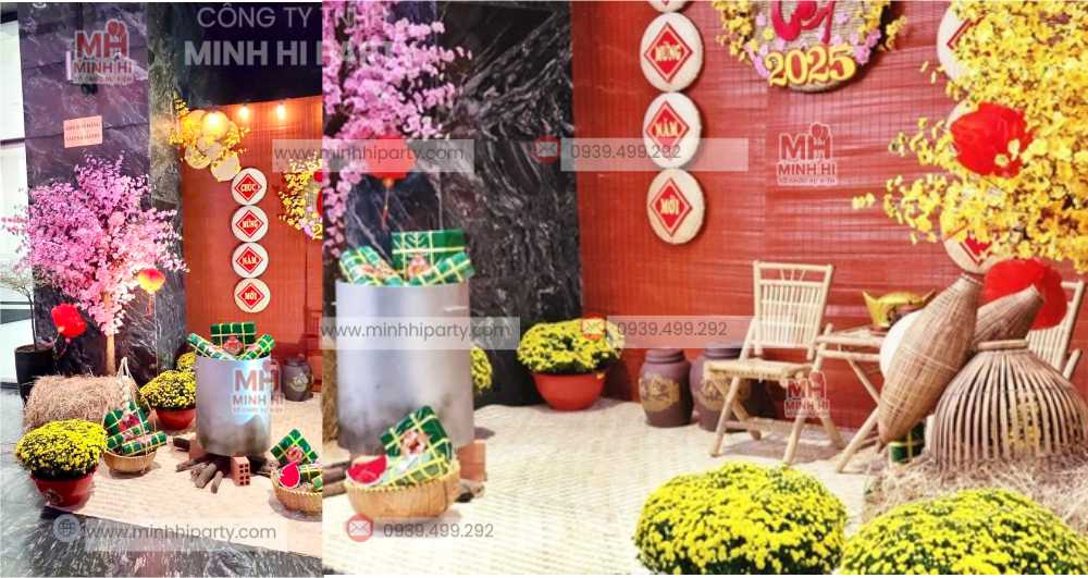 Minh hi party su dung cac phu kien truyen thong de tai hien tieu canh tet xua tai chung cu Sử dụng các phụ kiện truyền thống để tái hiện lại không gian tết xưa