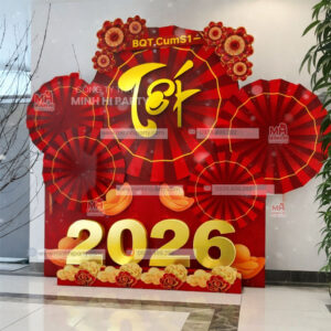 Backdrop tết mini trang trí không gian nhỏ