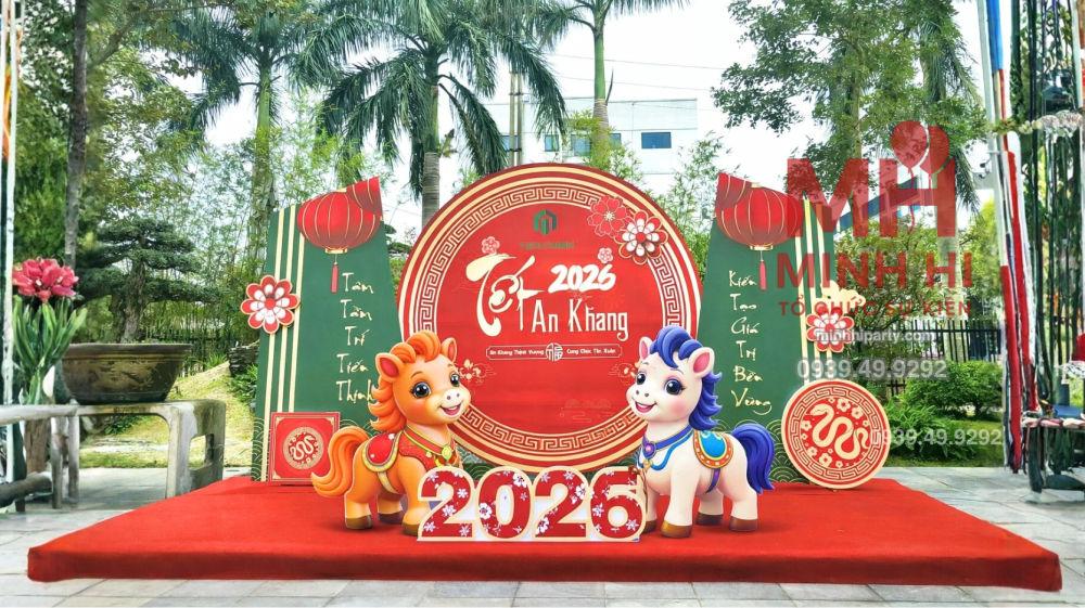 Thiết kế trang trí background tết 2026 với concept hiện đại