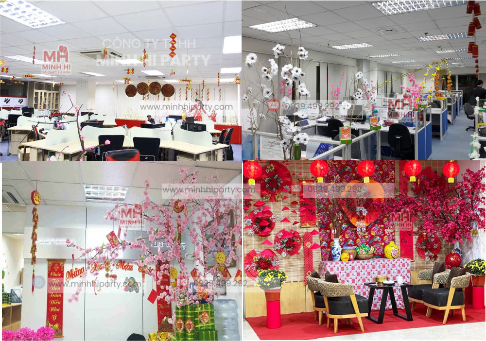 Trang trí tết văn phòng phong cách hiện đại tối giản dễ làm