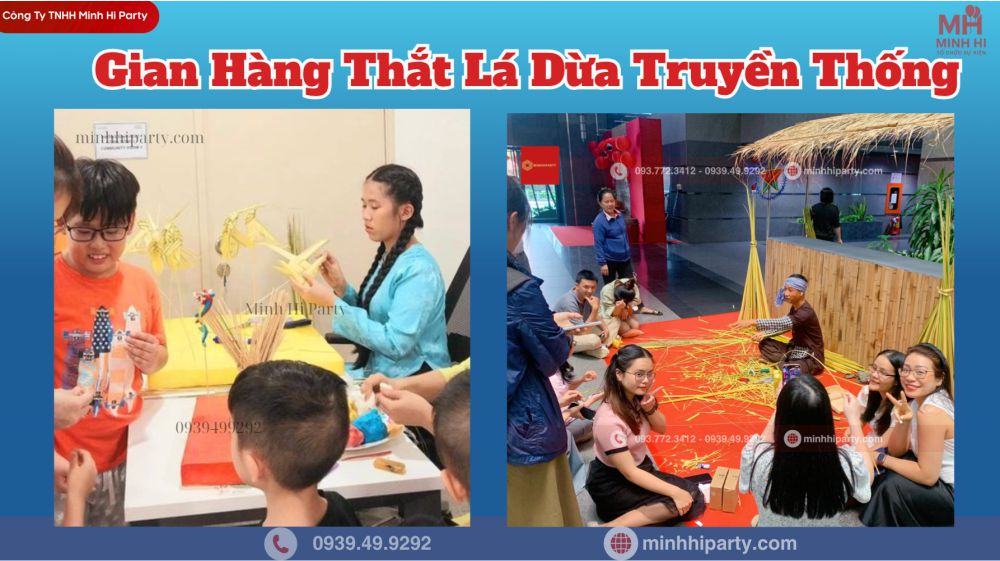 gian hang nghe nhan that la dua truyen thong su kien tet 2026 Gian hàng nghệ nhân thắt lá dừa truyền thống hướng dẫn du khách trãi nghiệm thực tế tại sự kiện