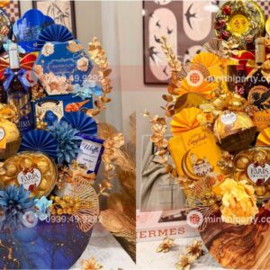 goi gio qua tet 2026 tone xanh vang Giỏ quà tết 2026 cao cấp và thiết kế sang trọng