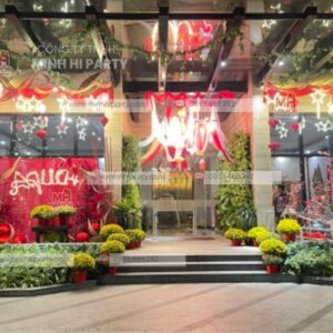 hinh anh tong quan du an trang tri tet tai chung cu aqua 4 Hình ảnh tổng quan dự án trang trí Tết với phên tre tại chung cư Aqua 4