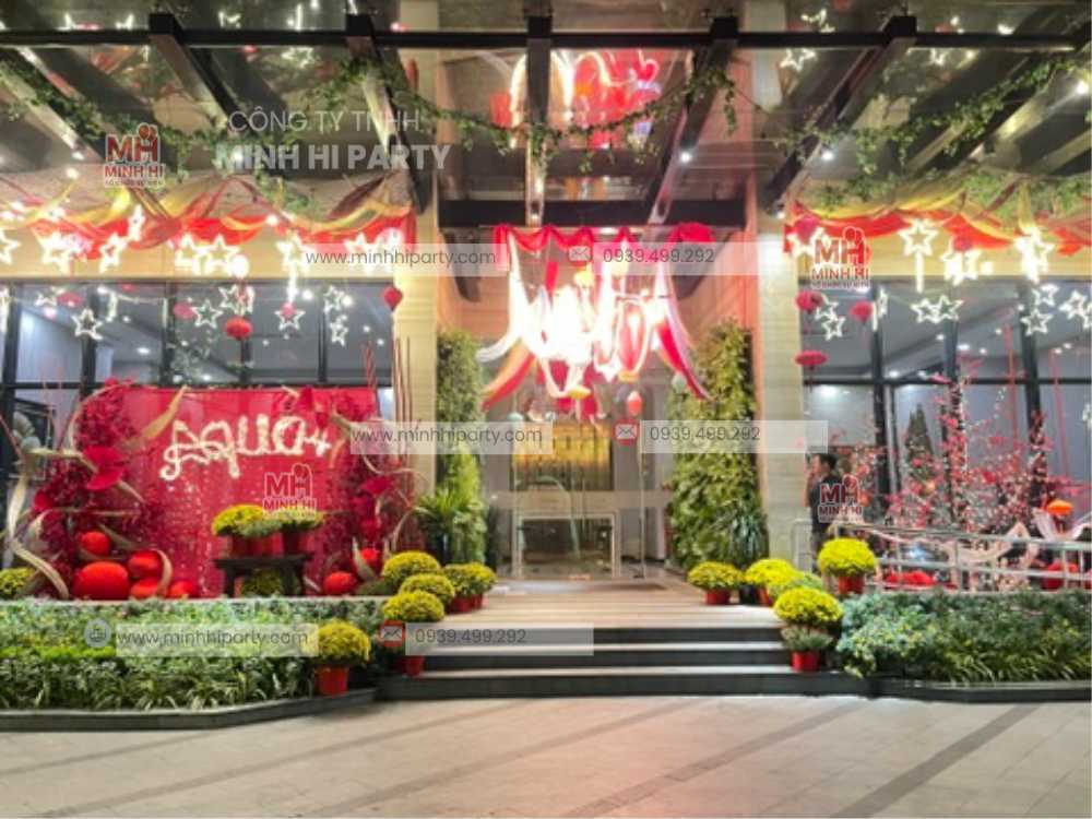 hinh anh tong quan du an trang tri tet tai chung cu aqua 4 Hình ảnh tổng quan dự án trang trí Tết với phên tre tại chung cư Aqua 4