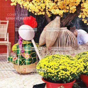 hoa mai cuc mam xoi trang tri tet Hình ảnh hoa mai, cúc mâm xôi trang tri tết