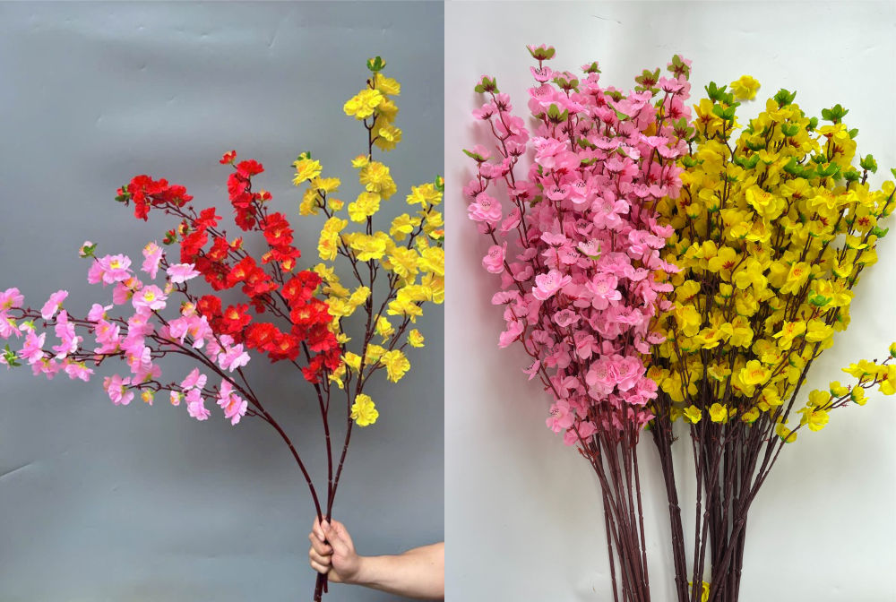 Hoa mai đào giả trang trí tết