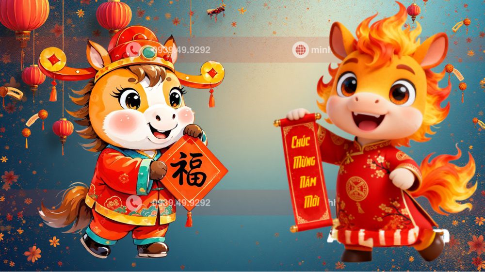 linh vat tet 2026 ngua chibi may man Mô hình linh vật tết 2026 với thiết kế dạng chibi đáng yêu