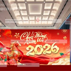 mau backdrop chuc mung nam moi 2026 bat hiflex Mẫu backdrop chúc mừng năm mới 2026 sử dụng chất liệu bạt hiflex do Minh Hi Party thực hiện