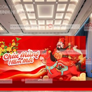 mau backdrop chuc mung nam moi moi nhat 2026 1 Mẫu thiết kế trang trí tết mới nhất 2026 do Minh Hi Party thực hiện