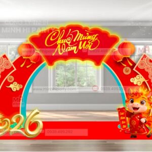 mau cong chao trang tri tet 2026 hien dai 1 Mẫu cổng chào trang trí tết 2026 hiện đại do Minh Hi Party thực hiện