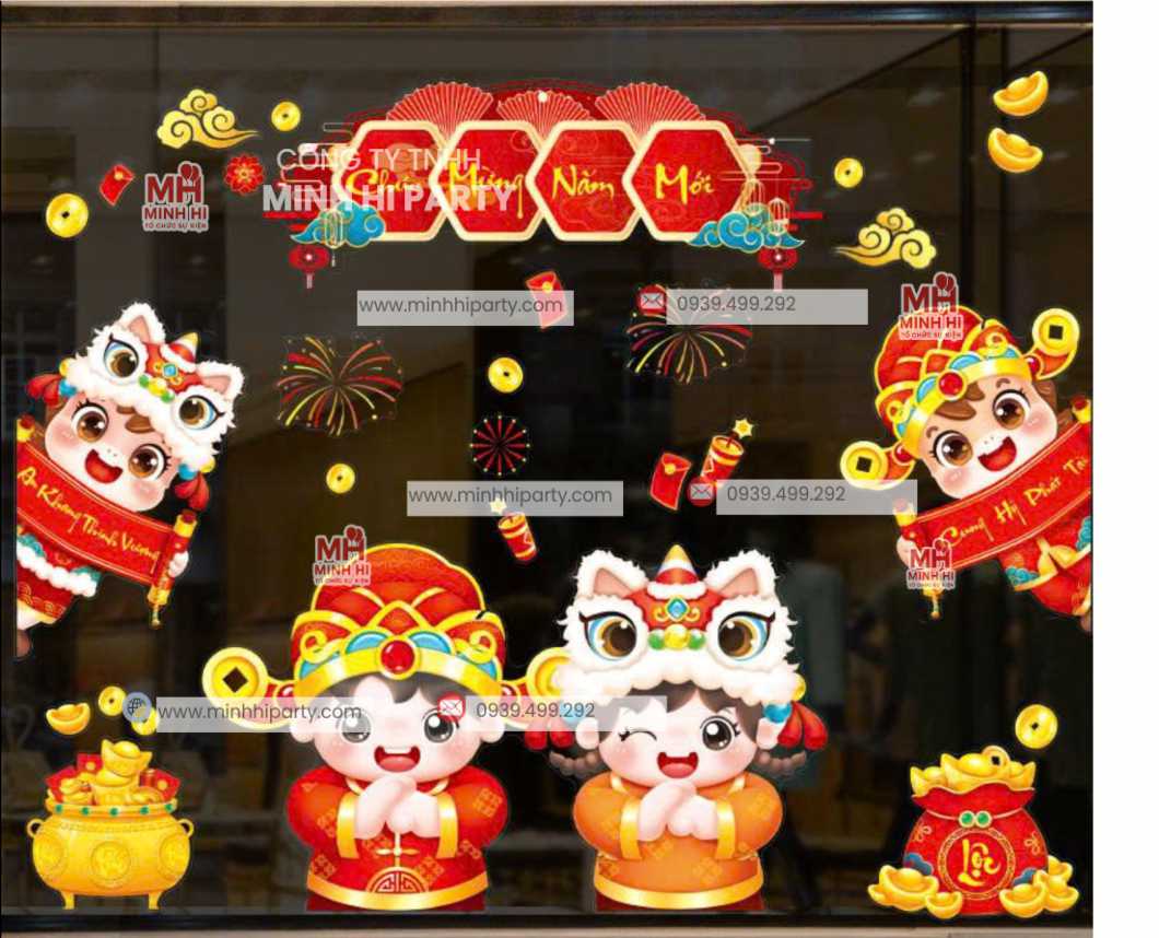 mau decal tet 2026 cho ngan hang toa nha Mẫu decal tết 2026 cho ngân hàng toà nhà thiết kế bởi Minh Hi Party