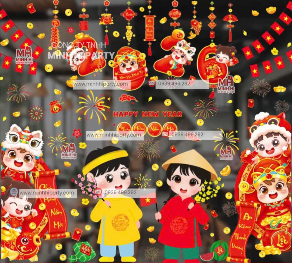 mau decal tet 2026 cho sanh can ho Mẫu decal tết 2026 cho sảnh chung cư căn hộ