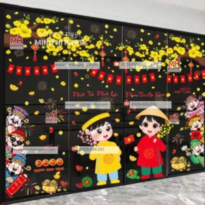 mau decal tet 2026 phu hop cac trung tam thuong mai Mẫu decal tết 2026 gợi ý cho trung tâm thương mại