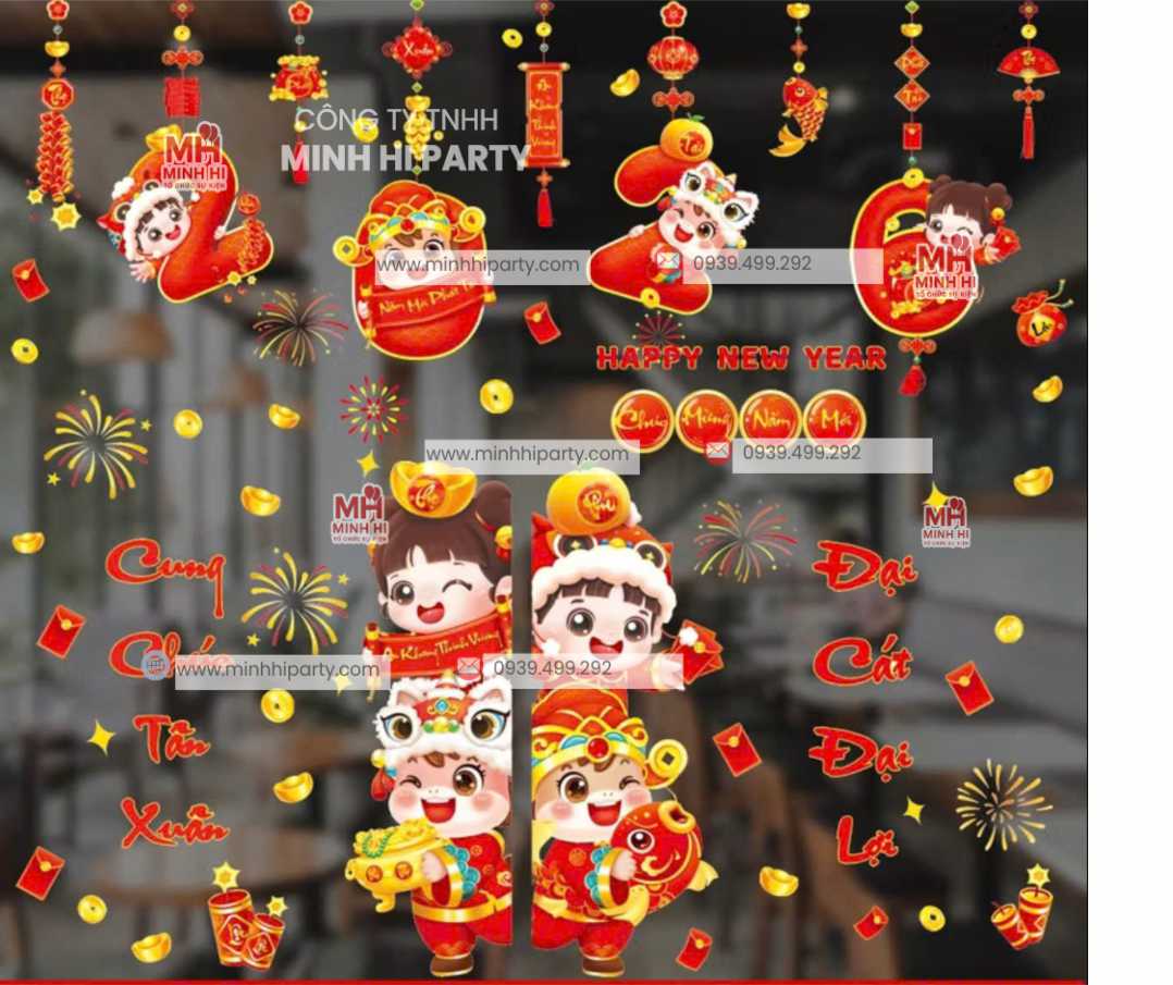 mau decal tet 2026 truong hoc mam non Decal tết 2026 cho trường học, mầm non