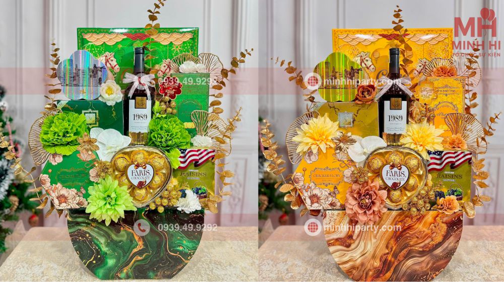 mau gio qua tet moi nhat 2026 sang trong co ruou Mẫu giỏ quà tết mới nhất 2026 với phong cách Luxury