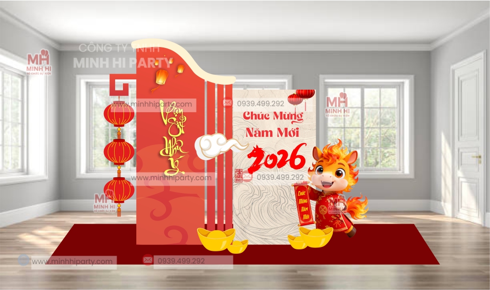 mau thiet ke trang tri tet 2026 gia re moi nhat 1 Thiết kế trang trí tết 2026 giá rẻ mới nhất do Minh Hi Party thực hiện