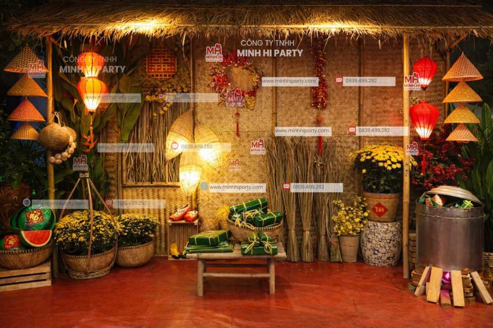 mau tieu canh tet nha tranh xua tai Minh Hi Party Mẫu tiểu cảnh tết xưa nhà tranh trang trí tết 2026