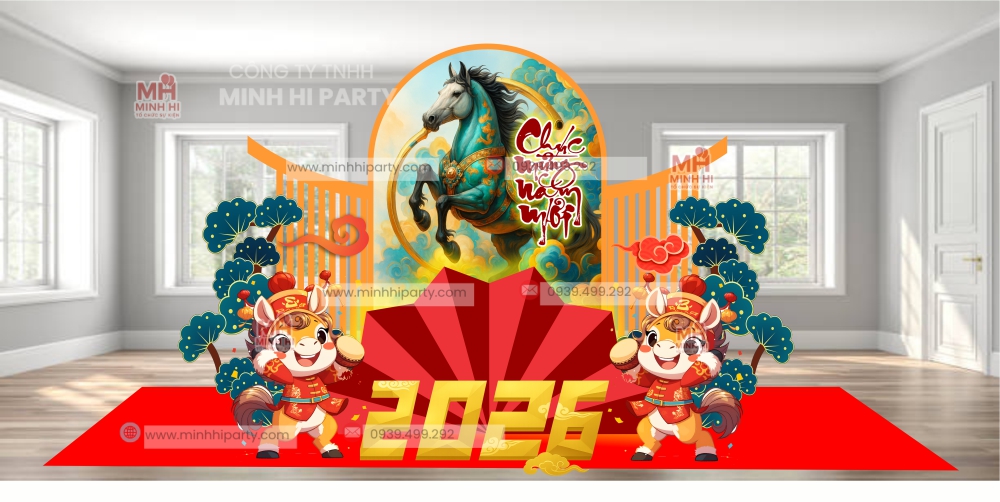 mau trang tri tet 2026 hien dai ket hop truyen thong 1 Mẫu trang trí tết 2026 phong cách hiện đại cho cơ quan văn phòng