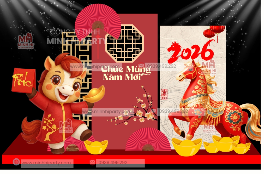 mau trang tri tet 2026 moi nhat chu de linh vat nam binh ngo Mẫu trang trí tết 2026 mới nhất chủ đề linh vật năm Bính Ngọ